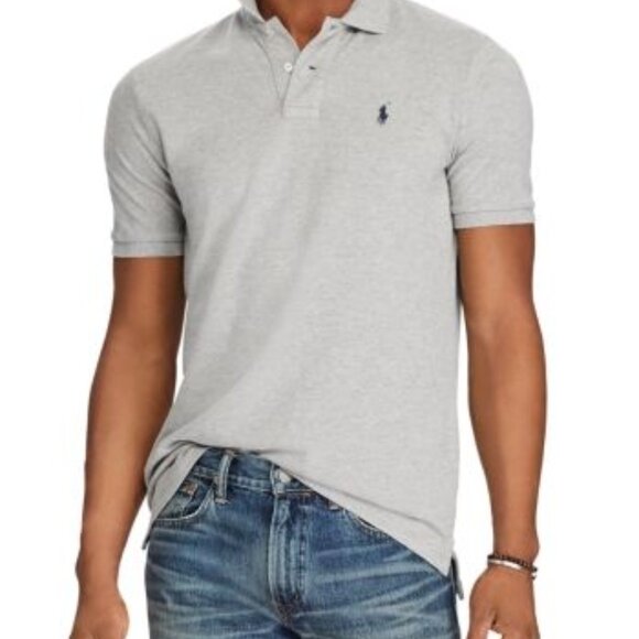 Polo Ralph Lauren Slim Fit Stretch Polo Shirt Size L Grey - Picture 1 of 4